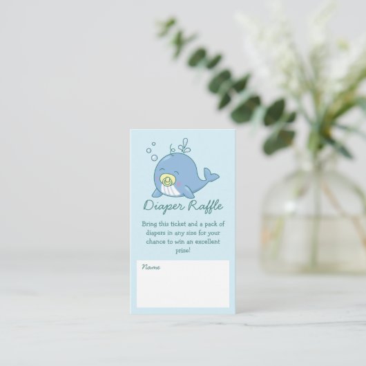Schattigee walvis Baby shower kawaii luier Raffle Informatiekaartje (Staand voorkant)
