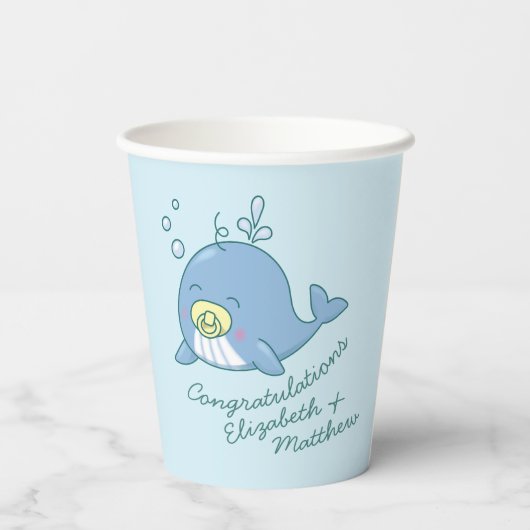 Schattigee walvis Baby shower Kawaii Papieren Bekers (Achterkant)