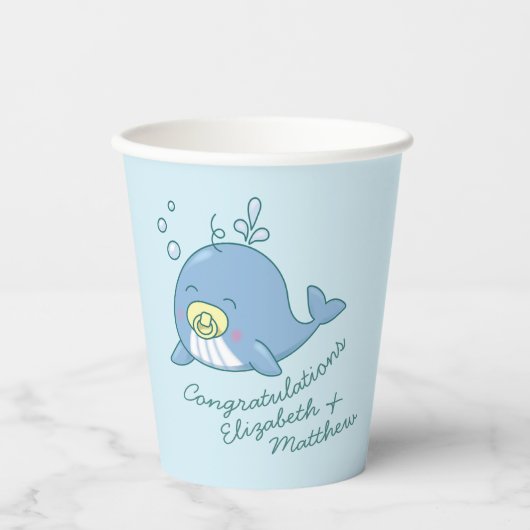Schattigee walvis Baby shower Kawaii Papieren Bekers (Voorkant)