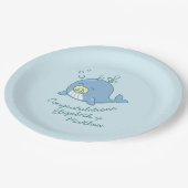 Schattigee walvis Baby shower Kawaii Papieren Bordje (Gekanteld)