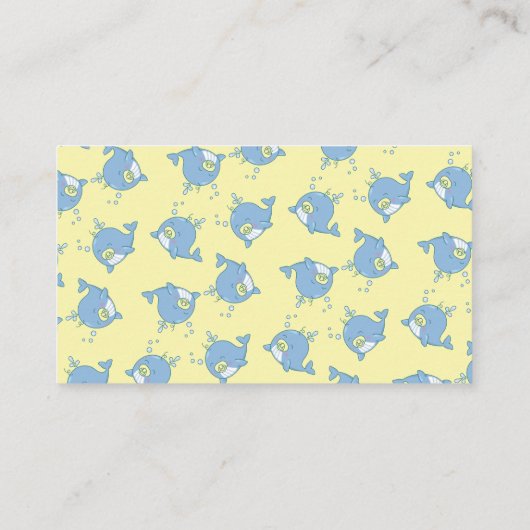 Schattigee walvis Baby shower Kawaii Raad eens hoe Informatiekaartje (Achterkant)