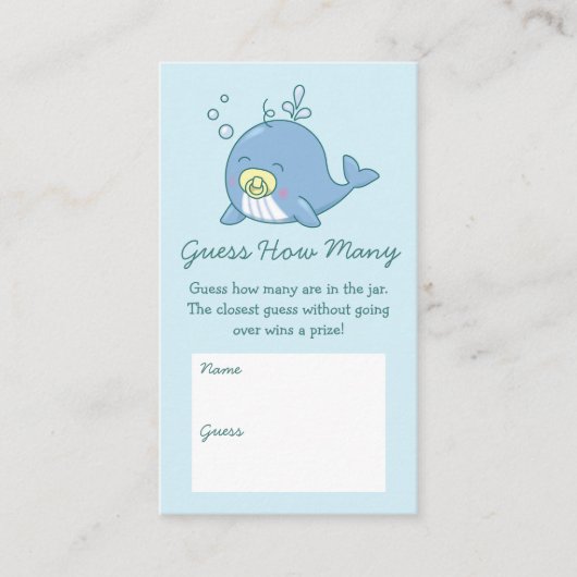 Schattigee walvis Baby shower Kawaii Raad eens hoe Informatiekaartje (Voorkant)