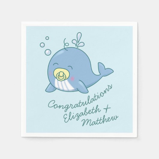 Schattigee walvis Baby shower Kawaii Servet (Voorkant)