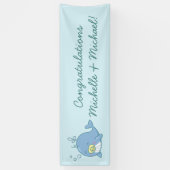 Schattigee walvis Baby shower Kawaii Spandoek (Verticaal)