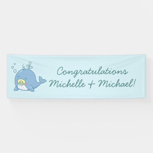 Schattigee walvis Baby shower Kawaii Spandoek (Horizontaal)