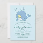 Schattigee walvis Baby shower kawaii uitnodiging (Voorkant)