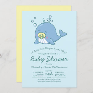 Schattigee walvis Baby shower kawaii uitnodiging