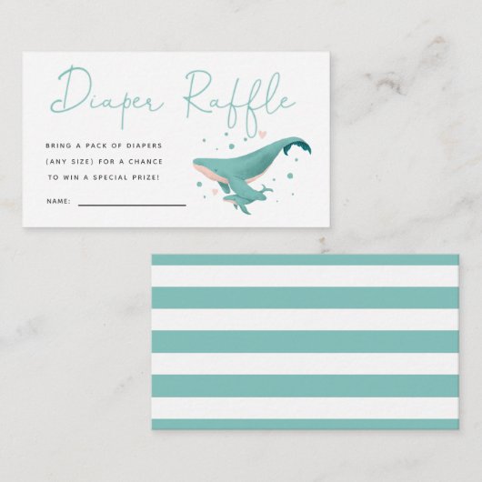 Schattigee walvis Baby shower Luier Raffle Ticket Informatiekaartje (Voorkant / Achterkant)