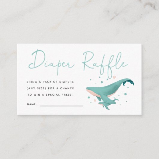 Schattigee walvis Baby shower Luier Raffle Ticket Informatiekaartje (Voorkant)