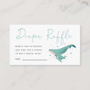 Schattigee walvis Baby shower Luier Raffle Ticket Informatiekaartje