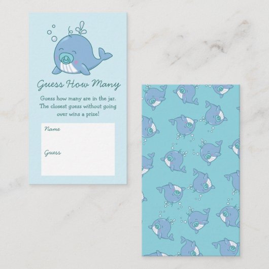 Schattigee walvis Baby shower raad eens hoeveel jo Informatiekaartje (Voorkant / Achterkant)