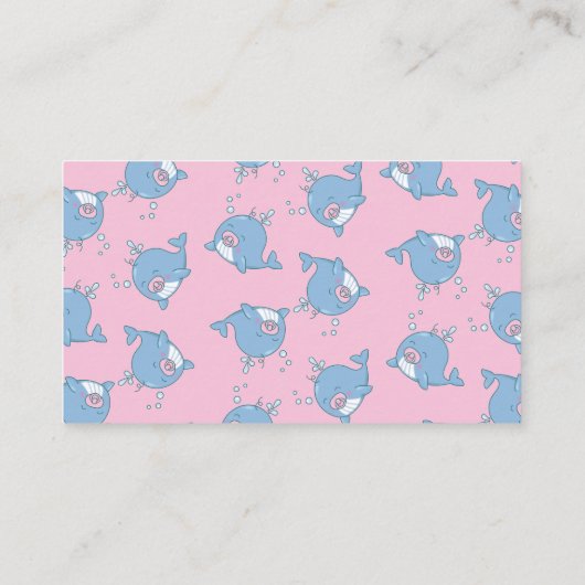 Schattigee walvis Baby shower Raad eens hoeveel me Informatiekaartje (Achterkant)