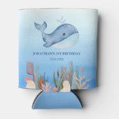 Schattigee walvis blauw Zee koraalrif Verjaardag Blikjeskoeler (Voorkant)