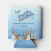 Schattigee walvis blauw Zee koraalrif Verjaardag Blikjeskoeler (Achterkant)