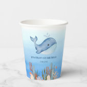 Schattigee walvis blauw Zee koraalrif Verjaardag Papieren Bekers (Achterkant)