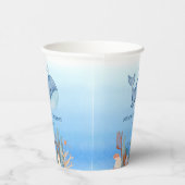 Schattigee walvis blauw Zee koraalrif Verjaardag Papieren Bekers (Rechts)