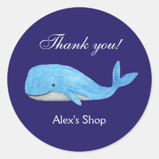 Schattigee walvis Dank u aangepaste naam kleine be Ronde Sticker