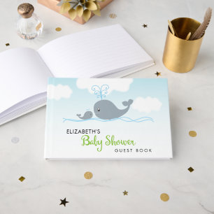 Schattigee walvis en Baby walvis, Baby shower Gastenboek