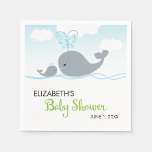 Schattigee walvis en Baby walvis, Baby shower Servet