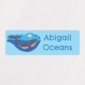 Schattigee walvis en kalf grillige cartoon geperso labels (Design 2)