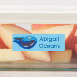 Schattigee walvis en kalf grillige cartoon geperso labels