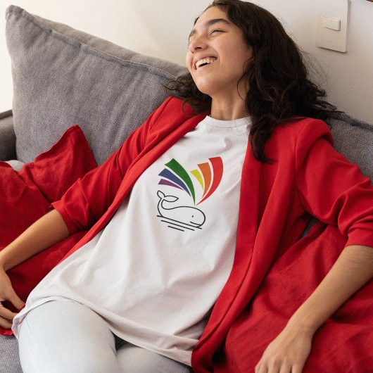 Schattigee walvis gay pride regenboog licht t-shirt