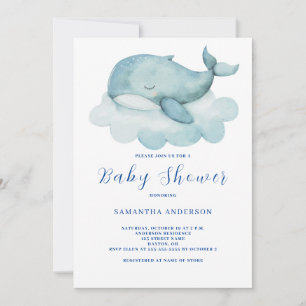 Schattigee walvis Genderneutrale Baby shower Uitno Kaart