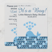 Schattigee walvis Het is een jongen! Baby Shower Kaart (Voorkant / Achterkant)