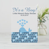 Schattigee walvis Het is een jongen! Baby Shower Kaart (Staand voorkant)
