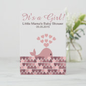 Schattigee walvis Het is een meisje! Baby Shower Kaart (Staand voorkant)