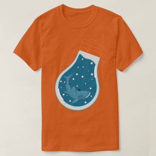 Schattigee walvis in blauwe gloeilamp t-shirt (Design voorkant)