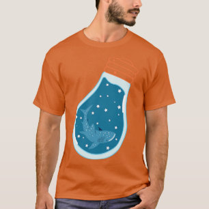 Schattigee walvis in blauwe gloeilamp t-shirt