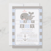 Schattigee walvis jongen Baby shower uitnodiging (Voorkant)