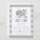 Schattigee walvis jongen Baby shower uitnodiging (Voorkant)