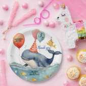Schattigee walvis jongens gepersonaliseerde verjaa papieren bordje (Feest)