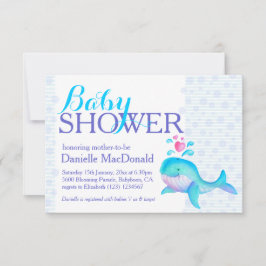 Schattigee Walvis kunst baby shower aqua paarse ui Kaart