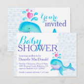 Schattigee Walvis kunst baby shower aqua paarse ui Kaart (Voorkant / Achterkant)