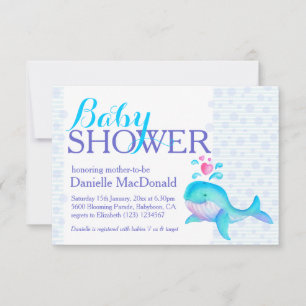 Schattigee Walvis kunst baby shower aqua paarse ui Kaart