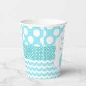 Schattigee walvis met Baby Blue Boy Baby shower Papieren Bekers (Rechts)