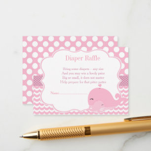 Schattigee walvis met Baby Roze Meisje Baby Luier  Informatiekaartje