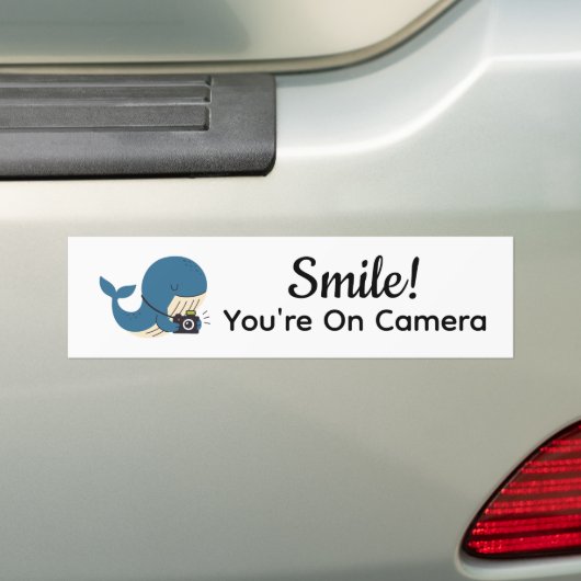 Schattigee walvis met camera bumpersticker (Op auto)