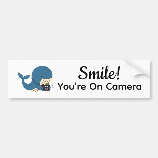 Schattigee walvis met camera bumpersticker (Voorkant)
