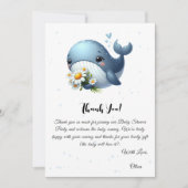 Schattigee walvis met Daisy Baby shower bedankkaar Kaart (Voorkant)