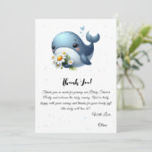 Schattigee walvis met Daisy Baby shower bedankkaar Kaart (Staand voorkant)