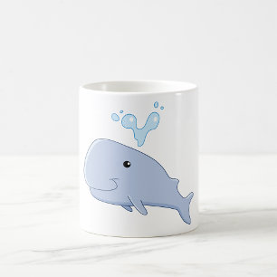 Schattigee walvis met water splash Schattig dier Koffiemok