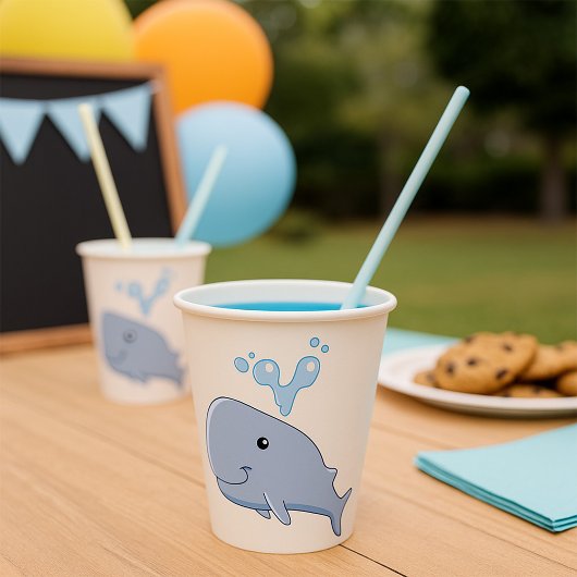 Schattigee walvis met water splash Schattig dier Papieren Bekers