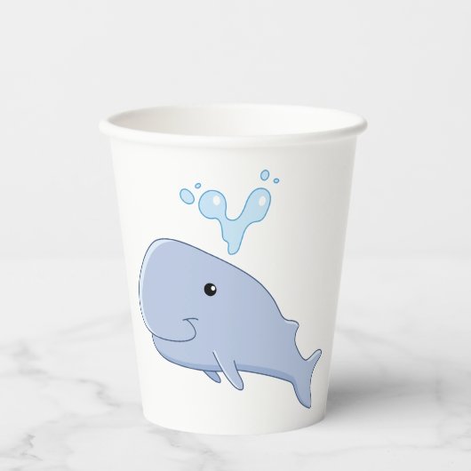Schattigee walvis met water splash Schattig dier Papieren Bekers (Voorkant)