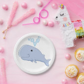 Schattigee walvis met water splash Schattig dier Papieren Bordje (Feest)
