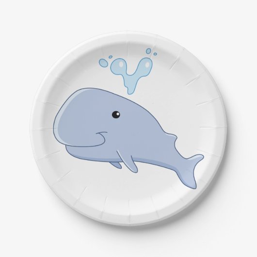 Schattigee walvis met water splash Schattig dier Papieren Bordje (Voorkant)