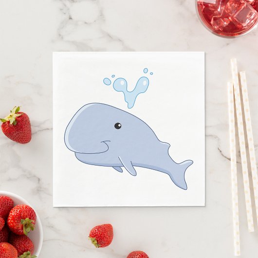 Schattigee walvis met water splash Schattig dier Servet